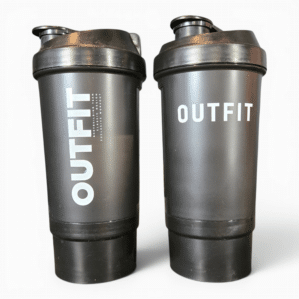 SHAKER OUTFIT 360+ 500 ml, shaker sport étanche gradué sans BPA ni DEHP pour whey, créatine et boissons d’entraînement