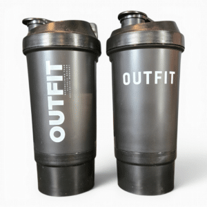 SHAKER OUTFIT 360+ 500 ml, shaker sport étanche gradué sans BPA ni DEHP pour whey, créatine et boissons d’entraînement