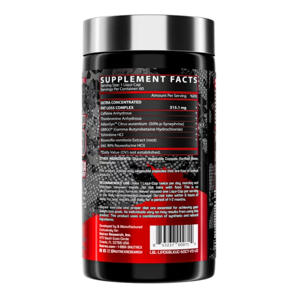 NUTREX - LIPO 6 BLACK ULTRA CONCENTRATE US 60 CAPS – Image 2