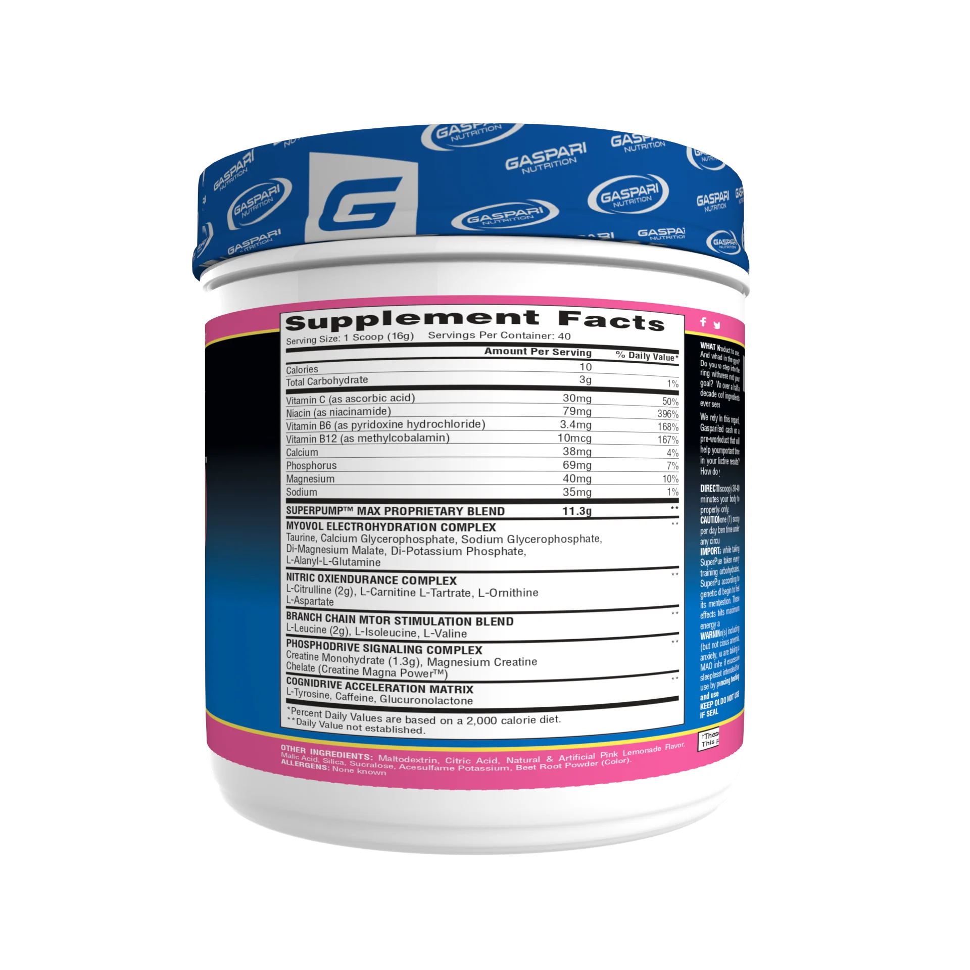 Gaspari SuperPump Max 500g pré-workout citrulline bêta-alanine créatine caféine