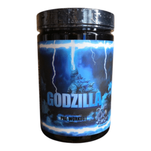 Pot GODZILLA Pre-Workout 322 g Villain Berry, booster stimulant avec citrulline, caféine, DMHA, DMAA et yohimbine HCL