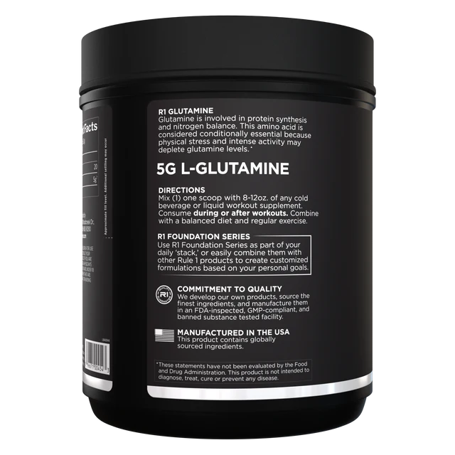 RULE ONE R1 GLUTAMINE 689G L-glutamine pure en poudre avec 5 g de glutamine par portion