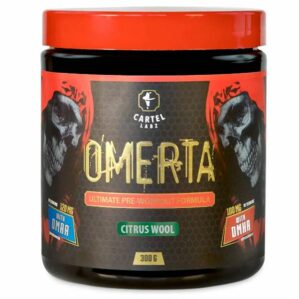 Pot de OMERTA Citrus Wool 300 g, pre-workout extrême avec DMAA, DMHA et caféine