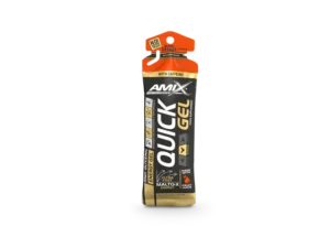 Sachet AMIX Quick Gel Orange, gel énergétique avec glucides, caféine, taurine, magnésium et vitamines