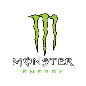 Logo Monster Energy, marque de boissons énergisantes classiques, fruitées et sans sucre.