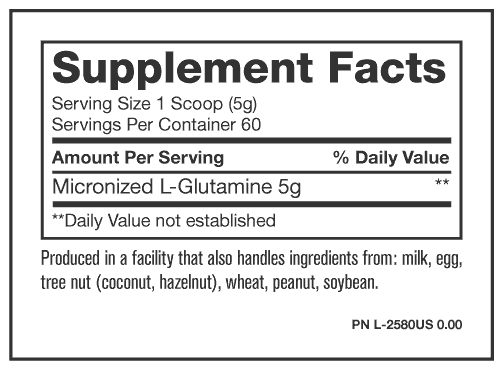 MUTANT CORE GLUTAMINE 300G glutamine micronisée en poudre avec 5000 mg de L-glutamine par portion