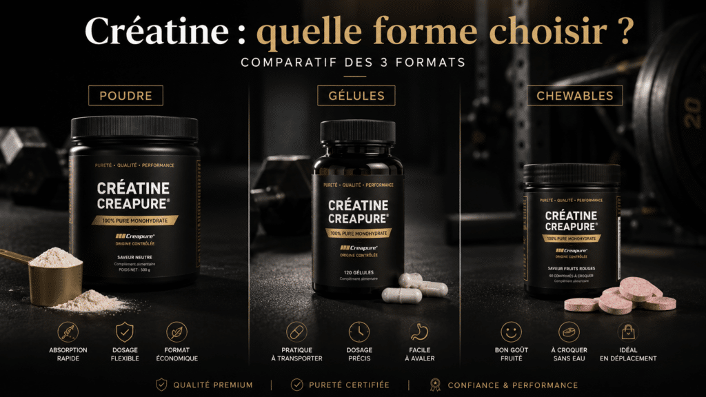 choisir sa créatine Creapure en poudre gélules ou chewables