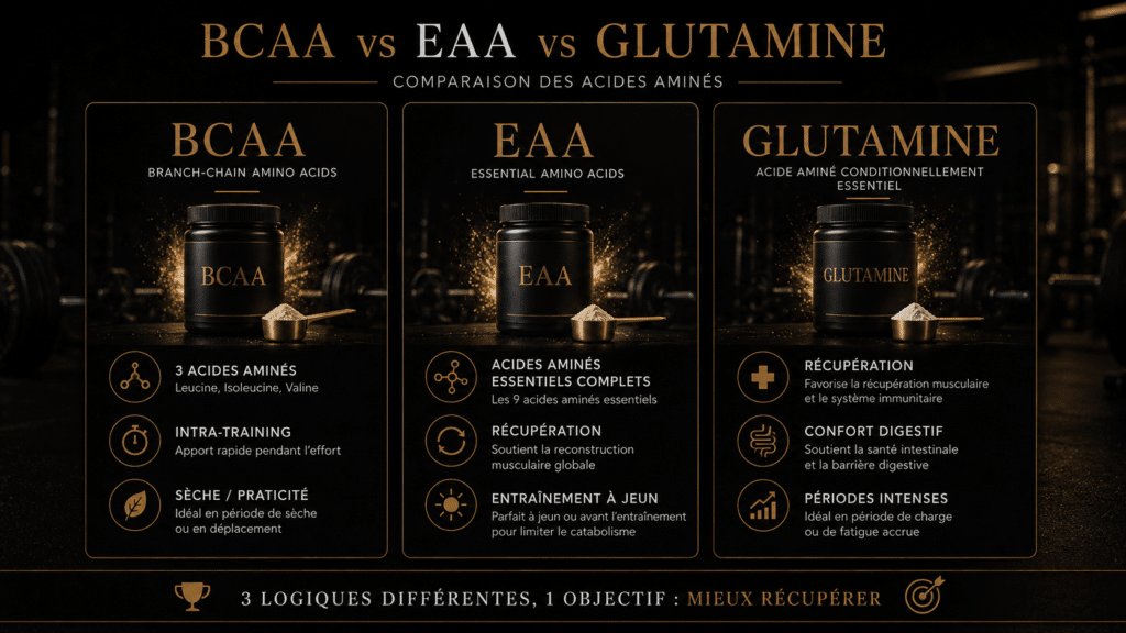 différence entre BCAA EAA et glutamine pour musculation