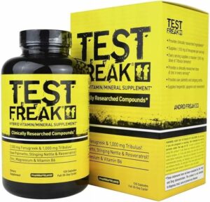 Flacon de PHARMA FREAK Test Freak 120 Caps, complexe masculin avec zinc, magnésium, vitamine B6, fenugrec et tribulus