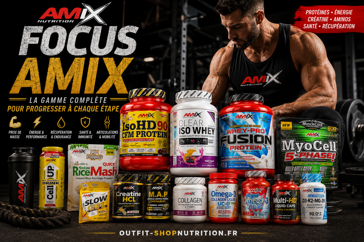 gamme AMIX Nutrition pour musculation performance et récupération
