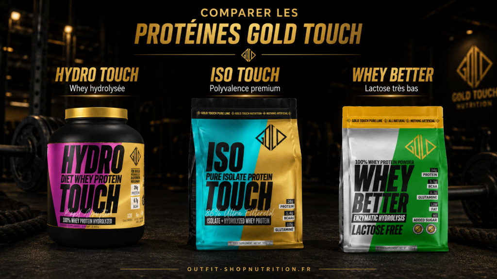 comparaison des protéines Gold Touch ISO Touch Hydro Touch Whey Better