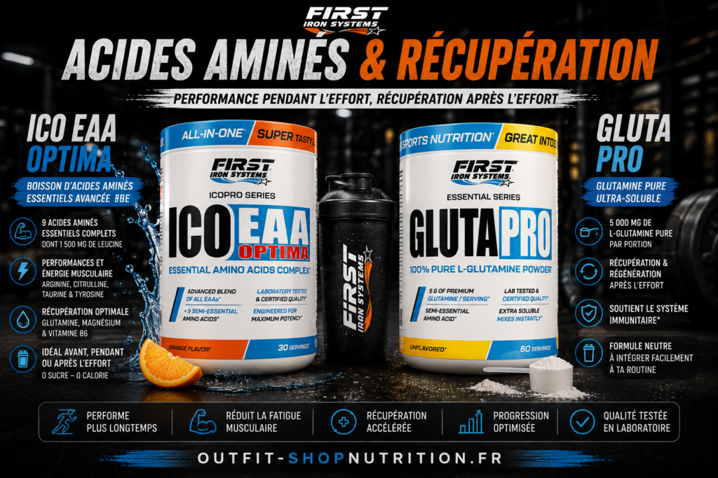 acides aminés First Iron EAA Optima et Gluta Pro