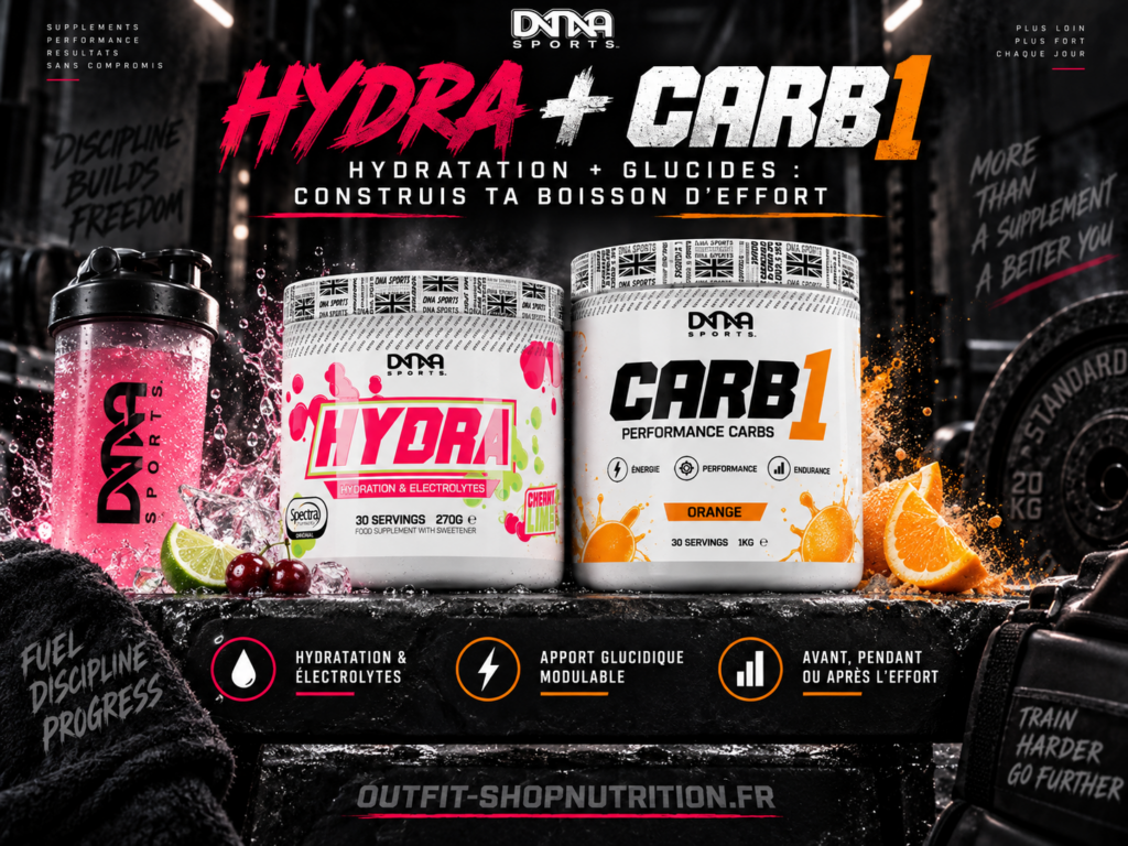 Hydra + CARB1 — « Hydratation + glucides - construis ta boisson d’effort ».